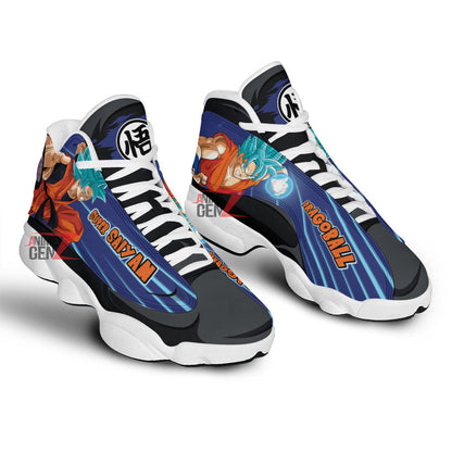 Dragon Ball Goku Super Saiyan Blue Air Jordan 13 Sneakers Custom Anime Shoes