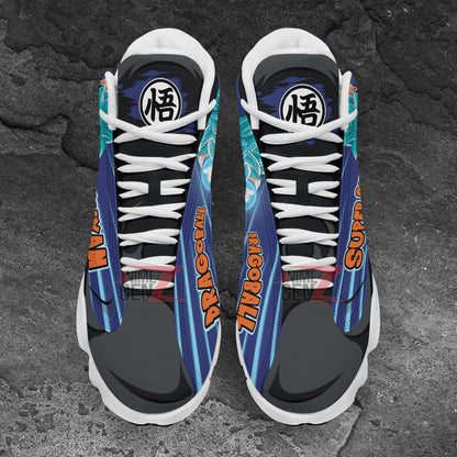 Dragon Ball Goku Super Saiyan Blue Air Jordan 13 Sneakers Custom Anime Shoes
