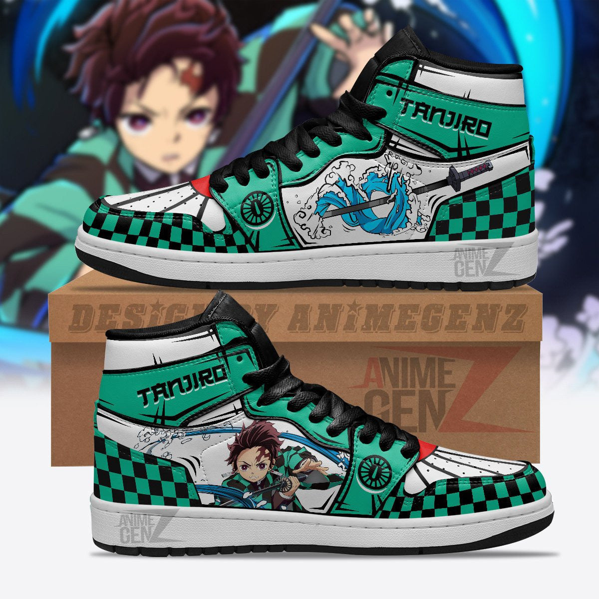 Demon Slayer JD Sneakers Tanjiro Water Breathing Custom Anime Shoes