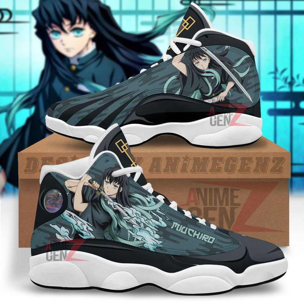 Demon Slayers JD13 Sneakers Muichiro Tokito Air Jordan 13 Custom Anime Shoes