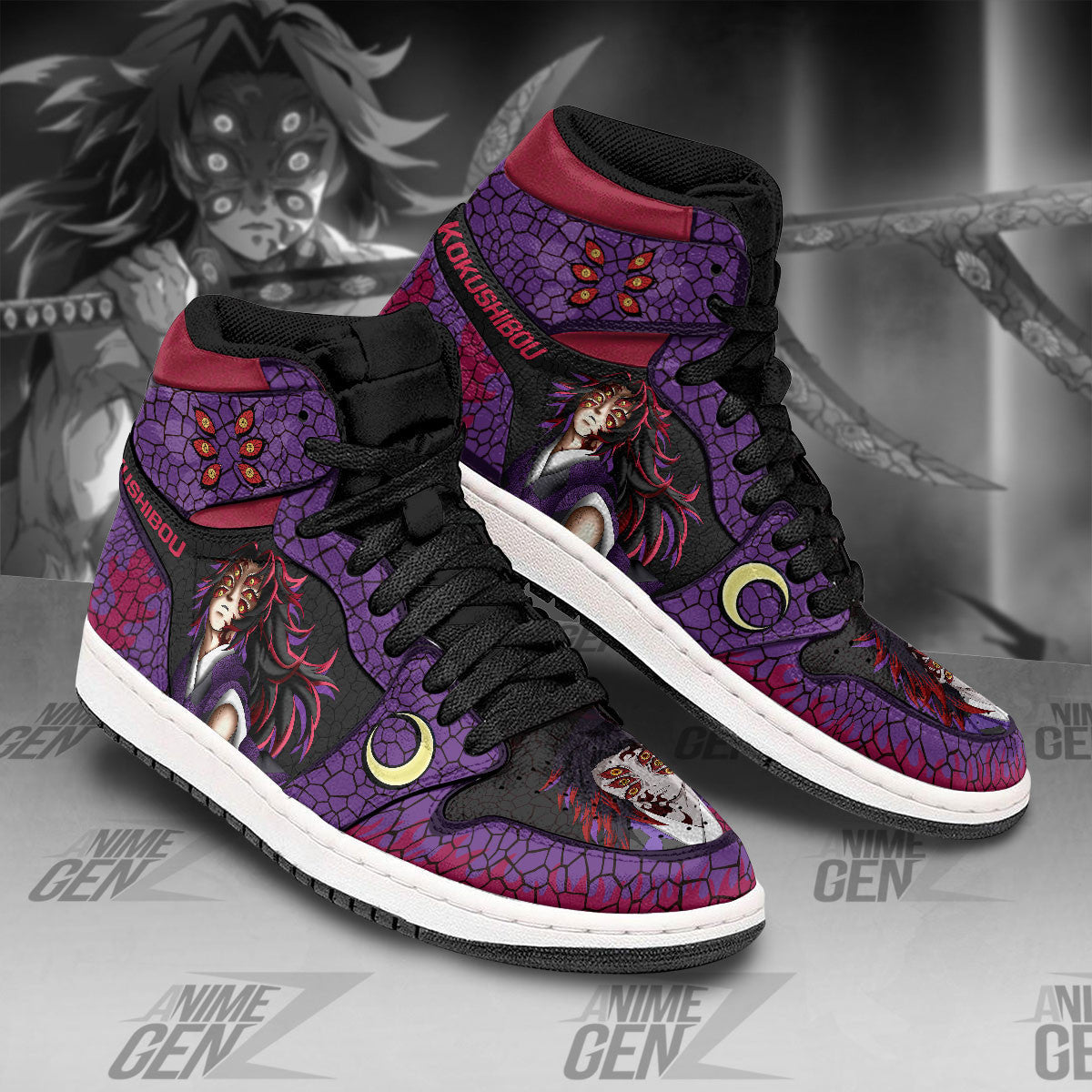 Demon Slayers Kokushibou JD Sneakers Custom Anime Shoes