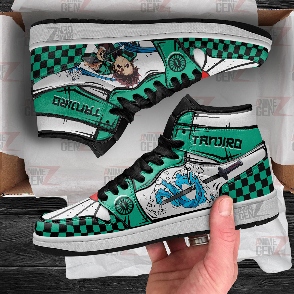 Demon Slayer JD Sneakers Tanjiro Water Breathing Custom Anime Shoes
