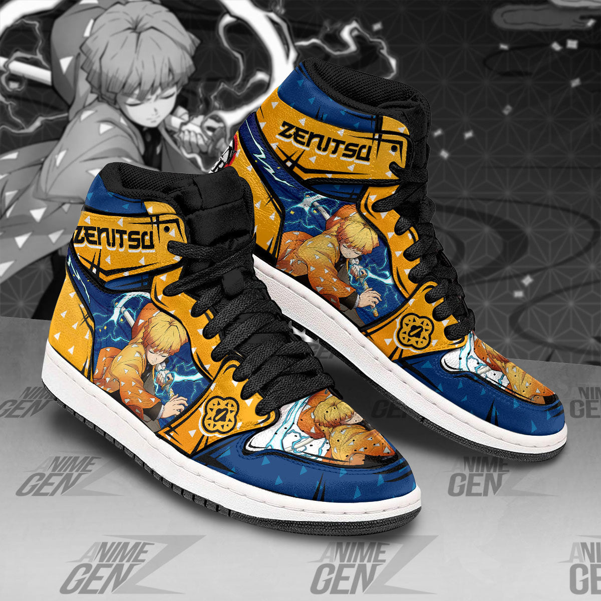 Demon Slayer JD Sneakers Agatsuma Zenitsu Custom Anime Shoes