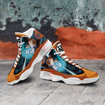 Dragon Ball Sneakers Goku Super Saiyan Blue Air Jordan 13 Sneakers Custom Anime Shoes