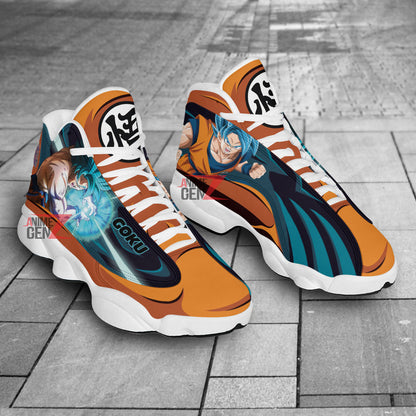 Dragon Ball Sneakers Goku Super Saiyan Blue Air Jordan 13 Sneakers Custom Anime Shoes