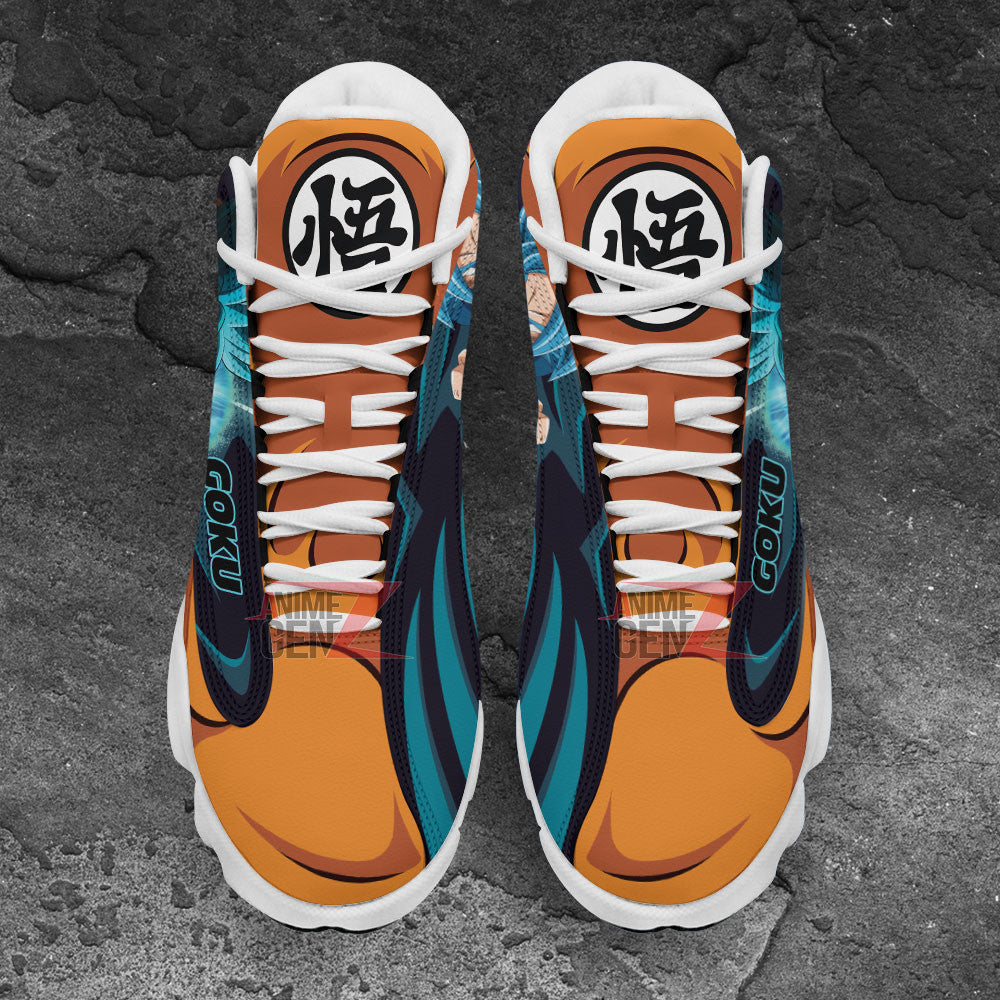 Dragon Ball Sneakers Goku Super Saiyan Blue Air Jordan 13 Sneakers Custom Anime Shoes