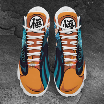 Dragon Ball Sneakers Goku Super Saiyan Blue Air Jordan 13 Sneakers Custom Anime Shoes