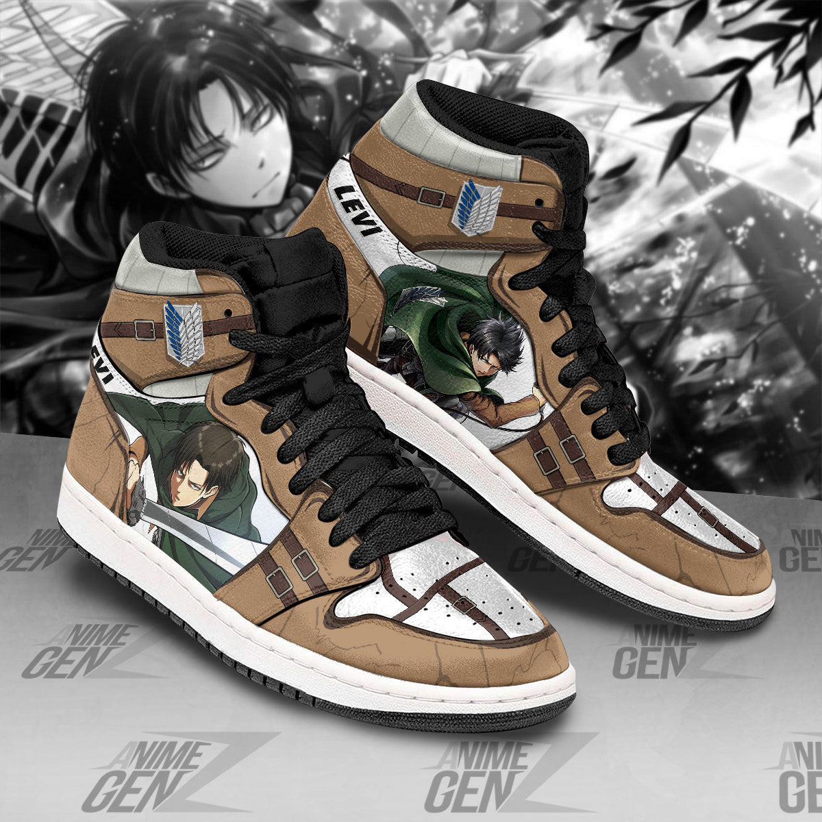 Attack On Titan JD Sneakers Levi Ackerman Custom Anime Shoes