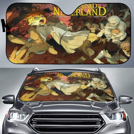 Promised Neverland Red Car Auto Sunshade Anime Universal Fit