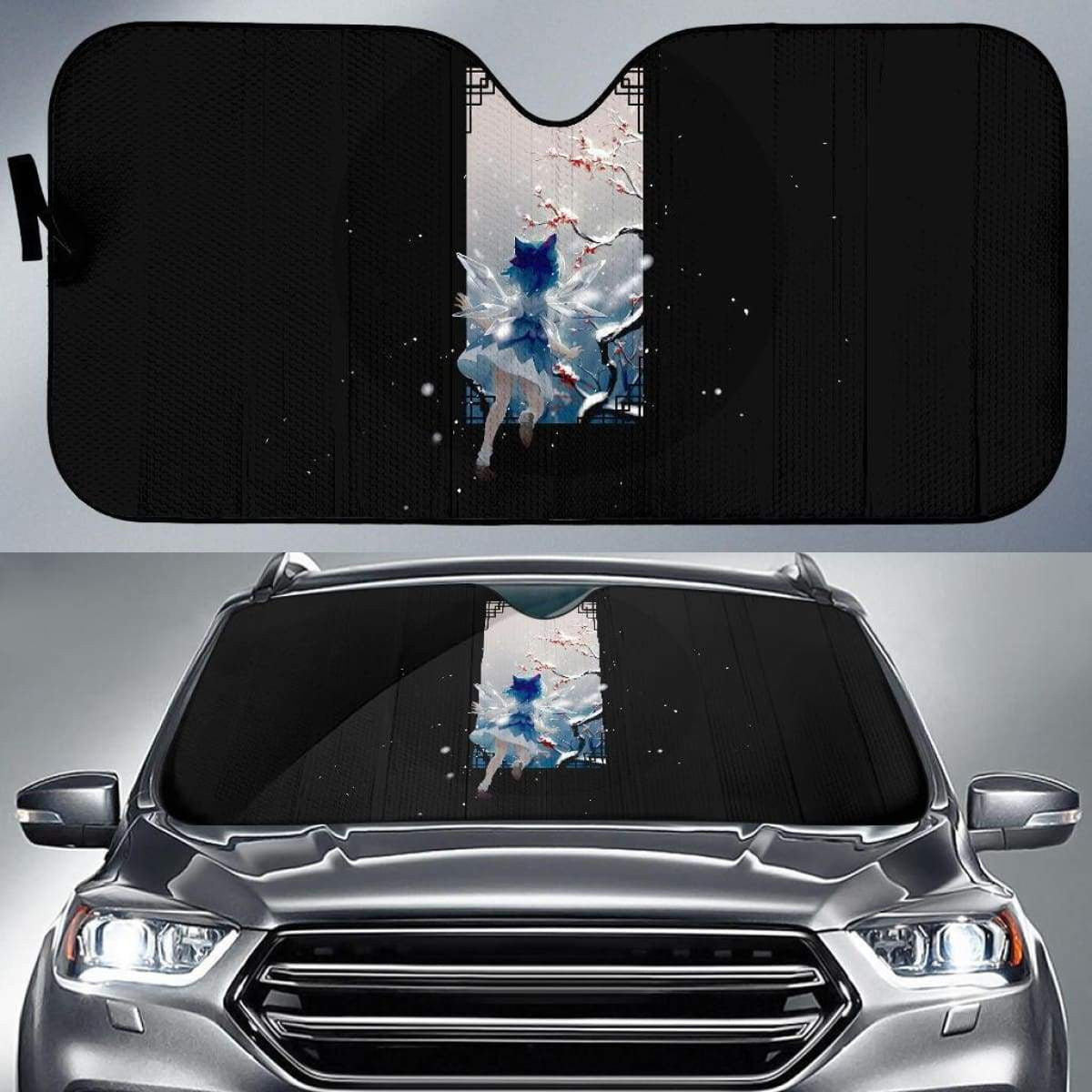 Snowfall Fairy Anime Girl Black Hd K Car Sun Shade Universal Fit