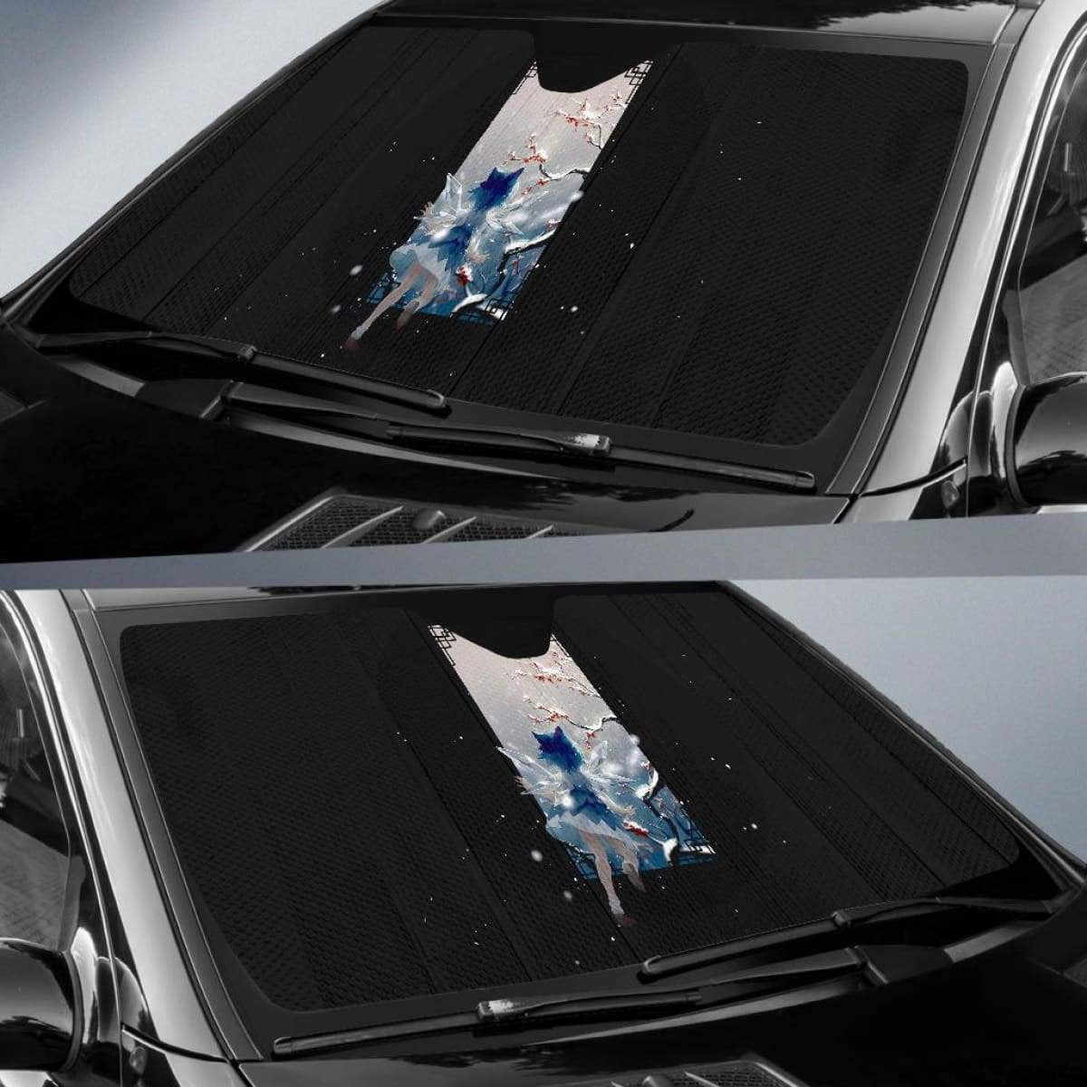 Snowfall Fairy Anime Girl Black Hd K Car Sun Shade Universal Fit