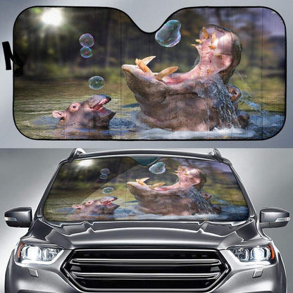 Happy Hippo Anime Car Sun Shade Universal Fit