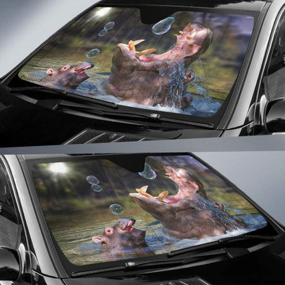 Happy Hippo Anime Car Sun Shade Universal Fit