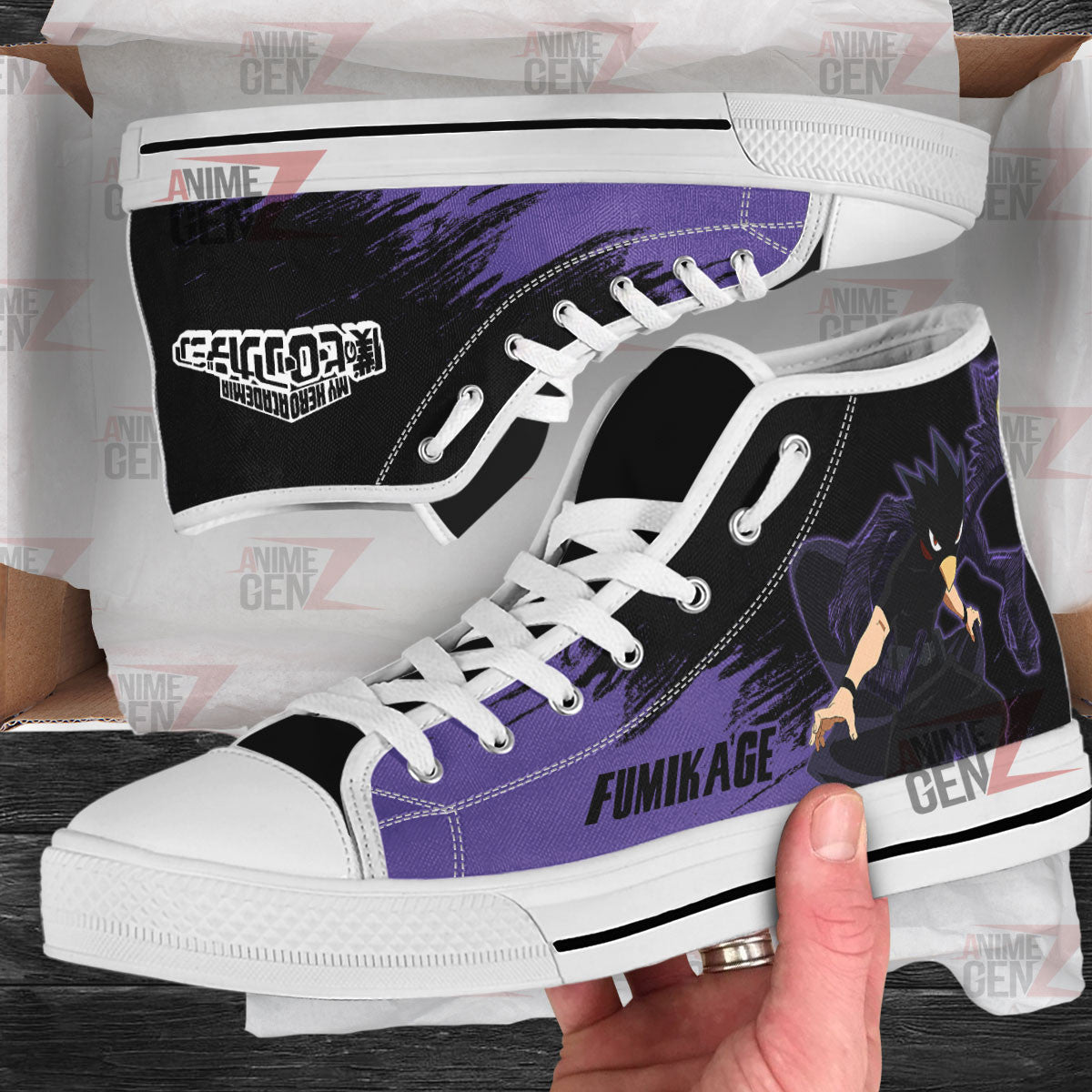 BNHA Tokoyami Fumikage High Top Shoes Custom Anime Sneakers