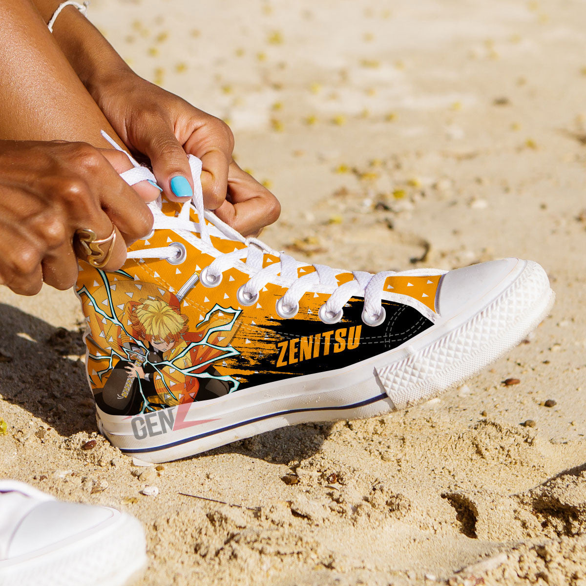 Demon Slayer Agatsuki Zenitsu High Top Shoes Custom Anime Shoes