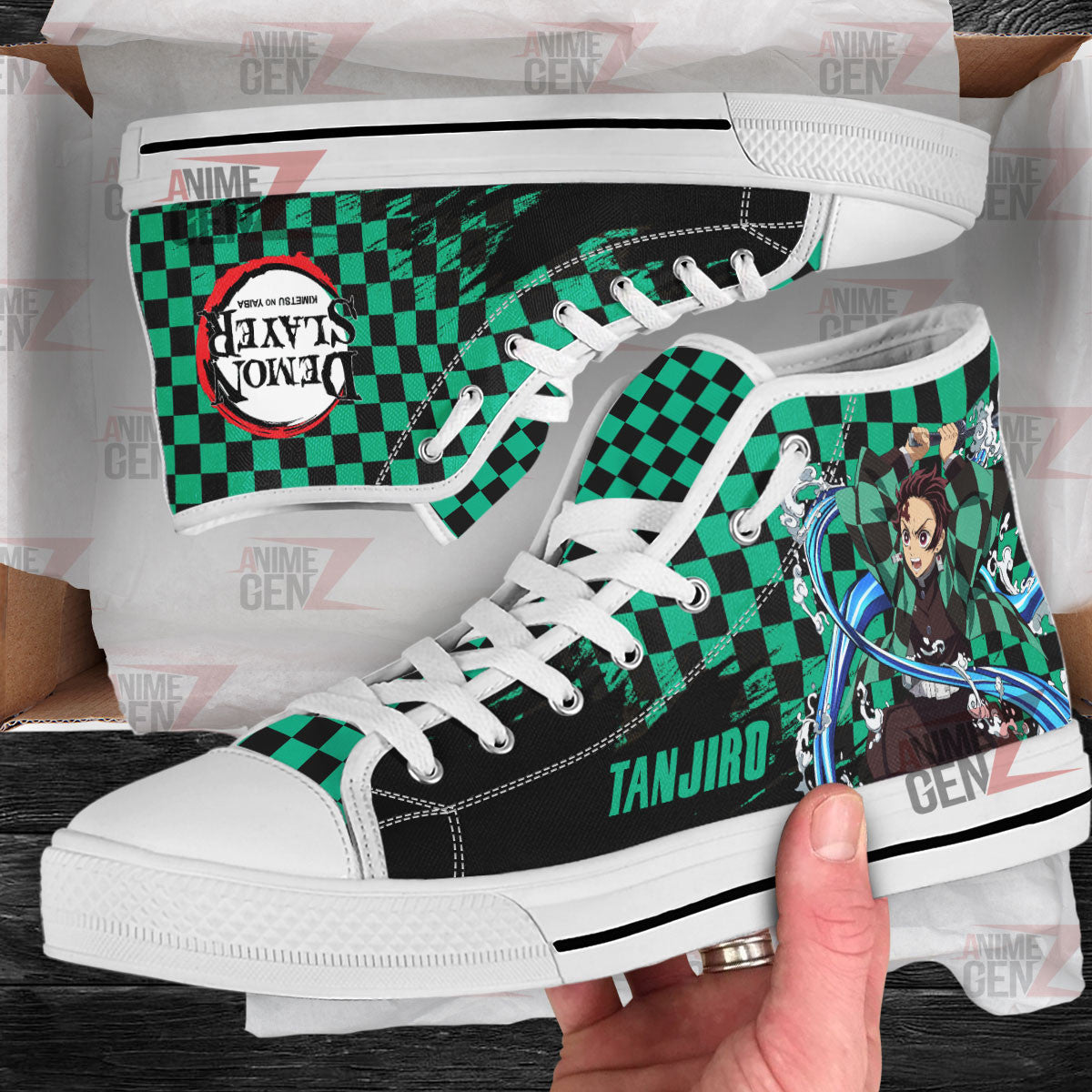 Demon Slayer Kamando Tanjiro High Top Shoes Custom Anime Shoes