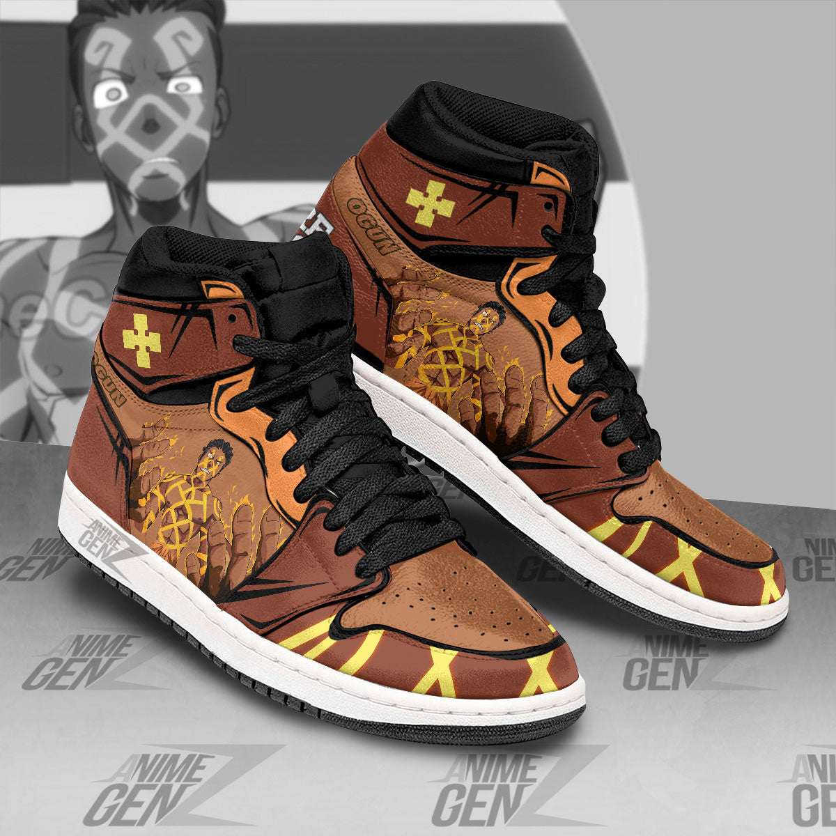 JD Sneakers Fire Force Ogun Montgomery Custom Anime Shoes