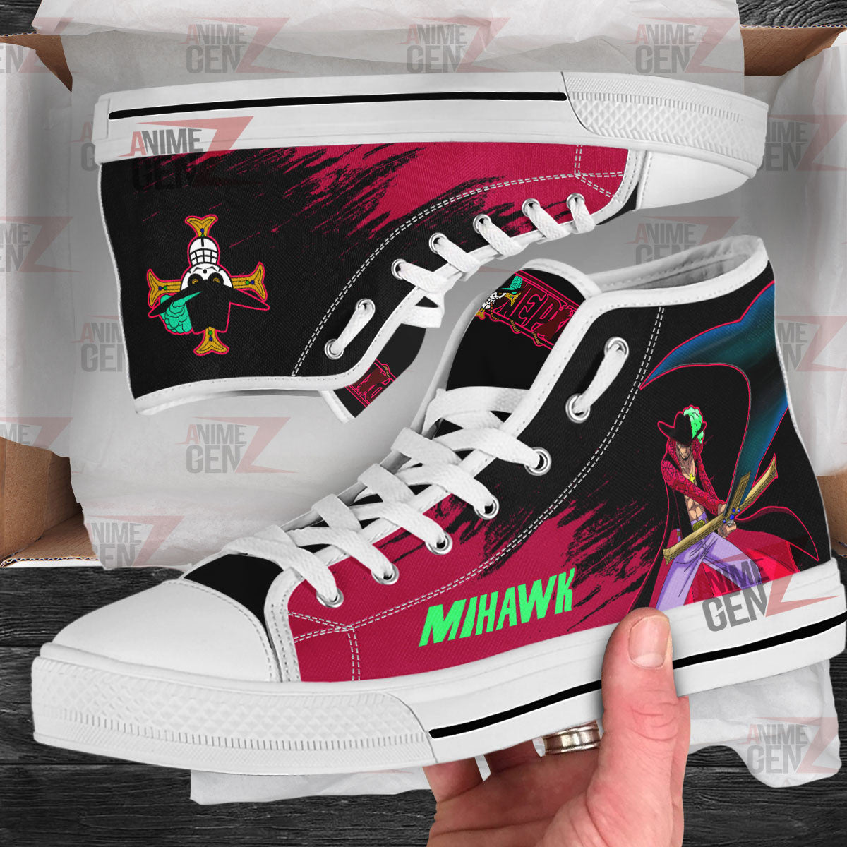 One Piece Dracule Mihawk High Top Shoes Custom Anime Sneakers