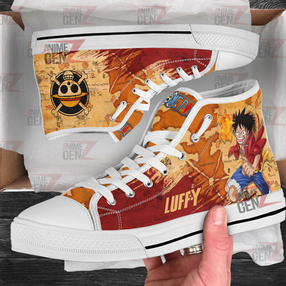 One Piece Monkey D Luffy High Top Shoes Custom Anime Sneakers