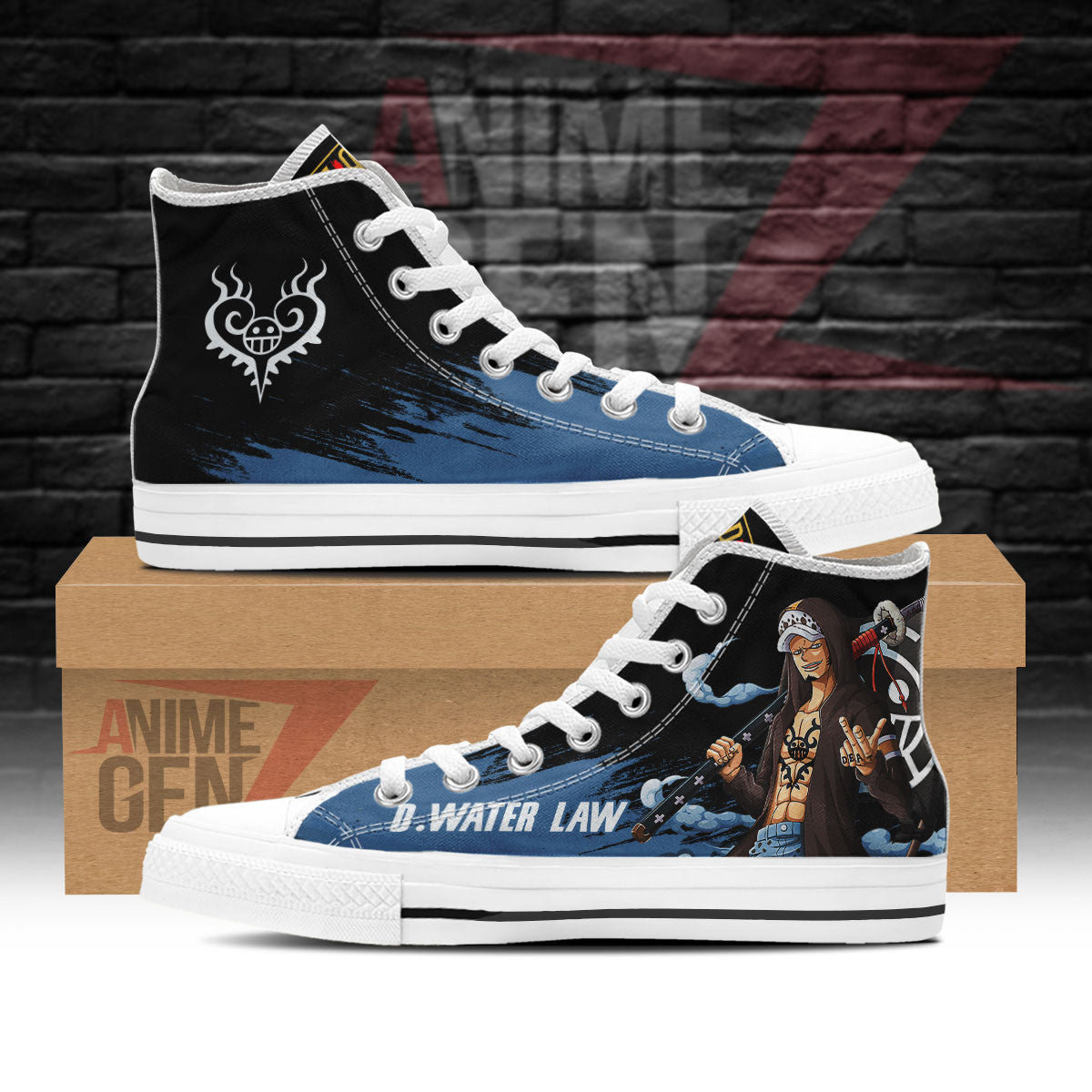 One Piece Trafalgar D. Water Law High Top Shoes Custom Anime Sneakers