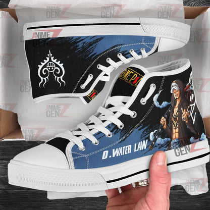 One Piece Trafalgar D. Water Law High Top Shoes Custom Anime Sneakers