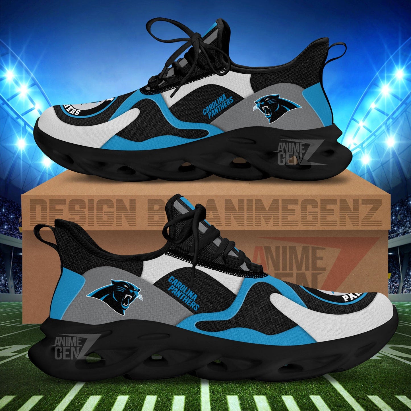 Carolina Panthers Clunky Sneakers NFL Custom Sport Shoes