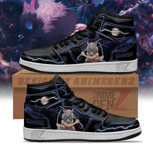 Demon Slayer Inosuke JD Sneakers Black Cool Style Custom Anime Shoes