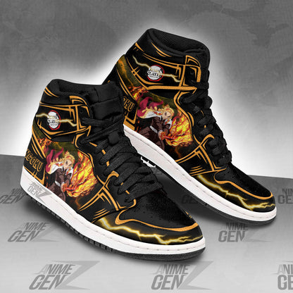 Demon Slayer Rengoku JD Sneakers Black Cool Style Custom Anime Shoes