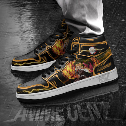 Demon Slayer Rengoku JD Sneakers Black Cool Style Custom Anime Shoes