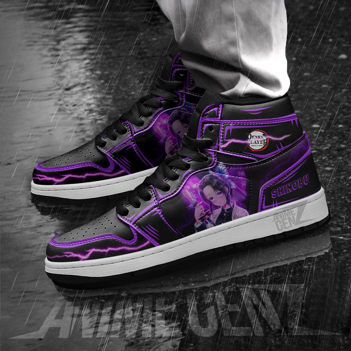 Demon Slayer Shinobu JD Sneakers Black Cool Style Custom Anime Shoes