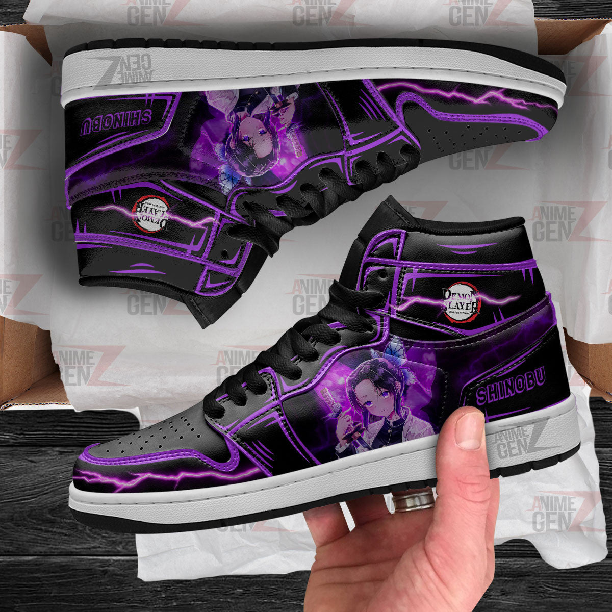 Demon Slayer Shinobu JD Sneakers Black Cool Style Custom Anime Shoes