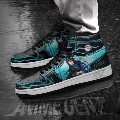Demon Slayer Tokito JD Sneakers Black Cool Style Custom Anime Shoes