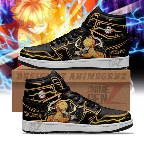 Demon Slayer Zenitsu JD Sneakers Black Cool Style Custom Anime Shoes