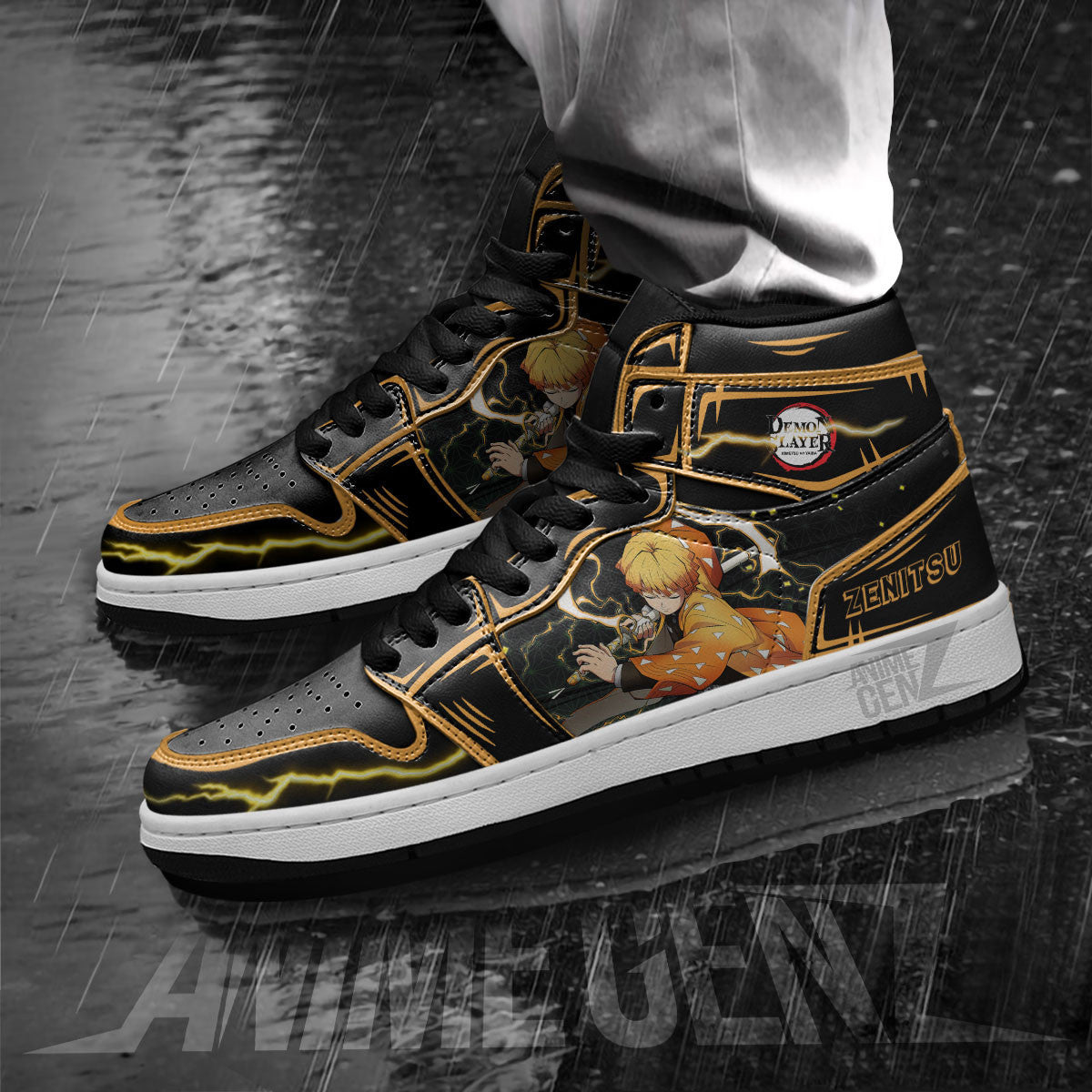 Demon Slayer Zenitsu JD Sneakers Black Cool Style Custom Anime Shoes