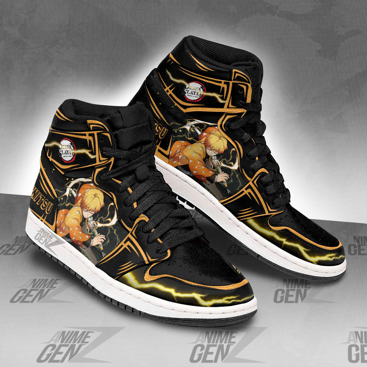 Demon Slayer Zenitsu JD Sneakers Black Cool Style Custom Anime Shoes