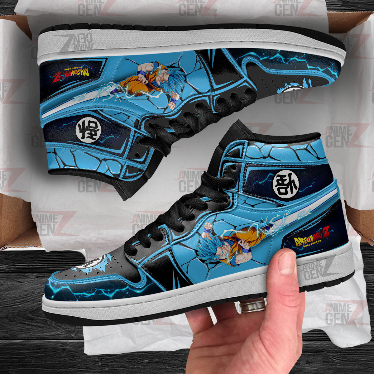 Dragon Ball Goku Super Saiyan Blue JD Sneakers Custom Anime Shoes
