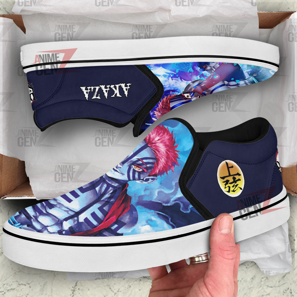 Demon Slayer Akaza Slip-on Custom Anime Sneakers Shoes Ph220808-03
