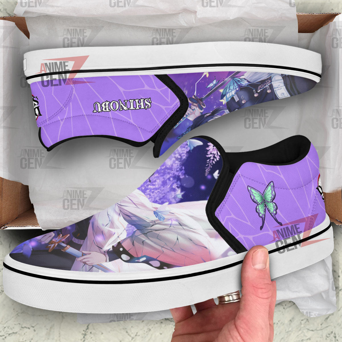 Demon Slayer Kochou Shinobu Slip-on Shoes Custom Anime Sneakers