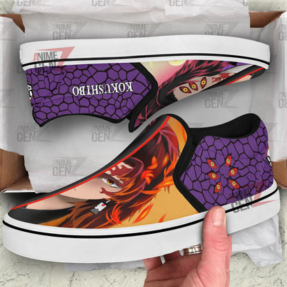 Demon Slayer Kokushibo Slip-on Shoes Custom Anime Sneakers