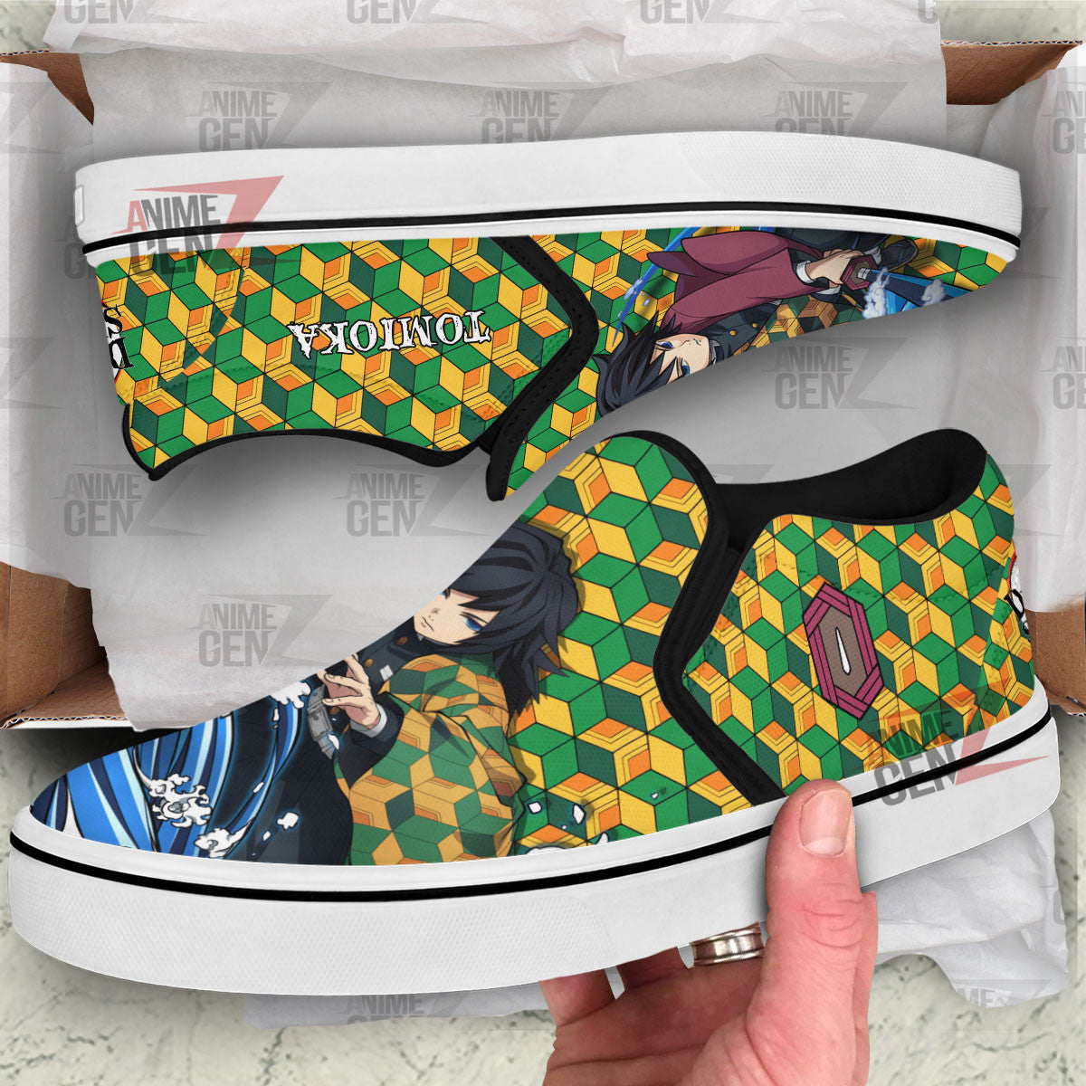 Demon Slayer Tomioka Slip-on Shoes Custom Anime Sneakers