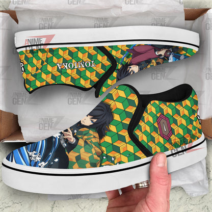 Demon Slayer Tomioka Slip-on Shoes Custom Anime Sneakers
