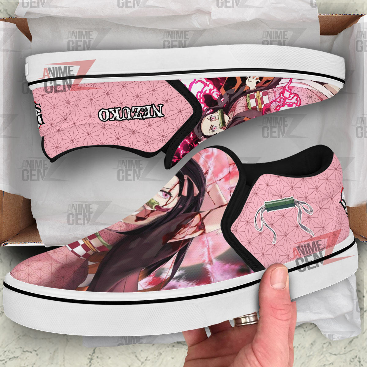 Demon Slayers Nezuko Slip-on Shoes Custom Anime Sneakers