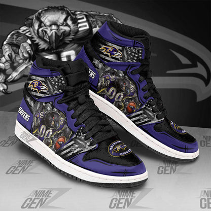 Baltimore Ravens JD Sneakers NFL Custom Sports Shoes