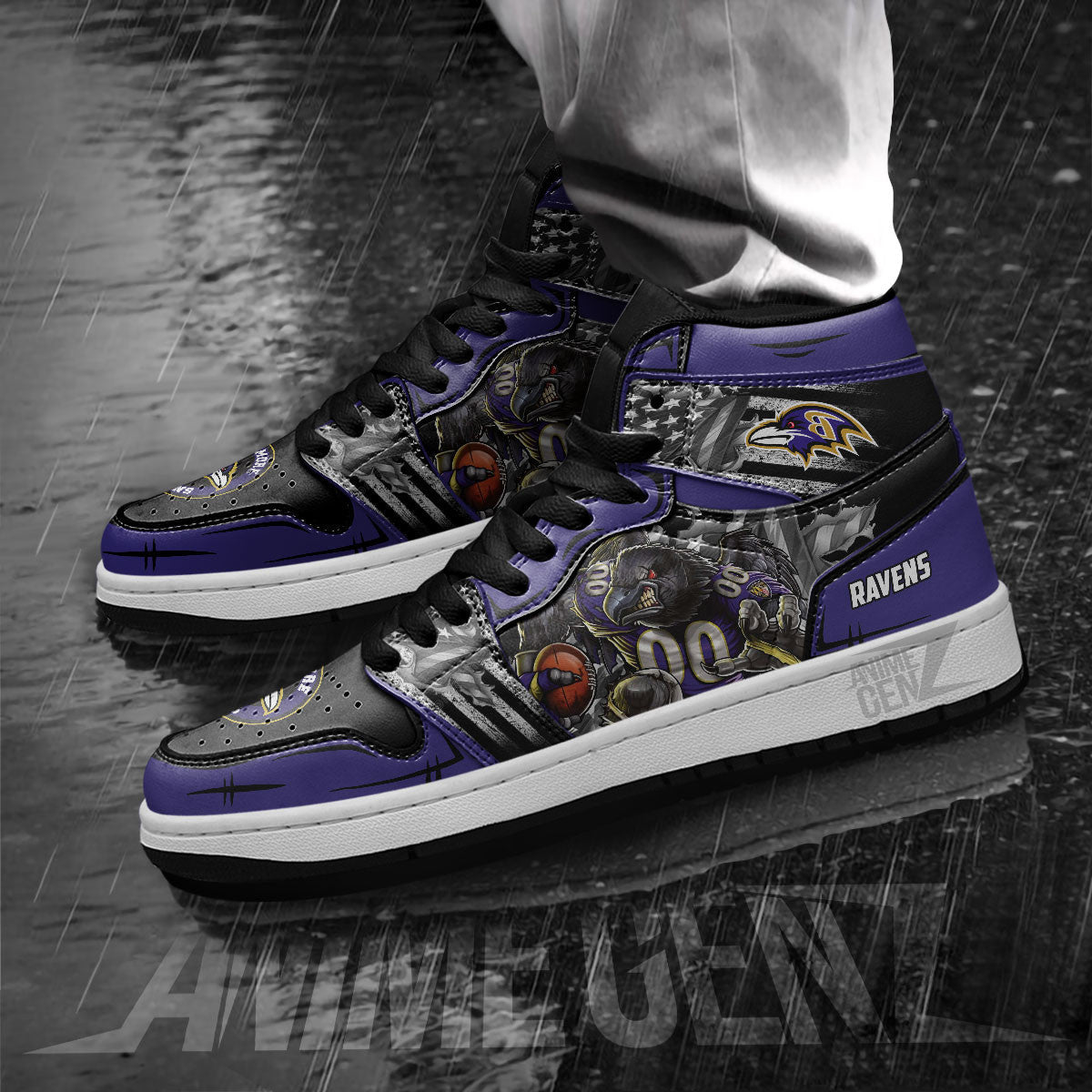 Baltimore Ravens JD Sneakers NFL Custom Sports Shoes
