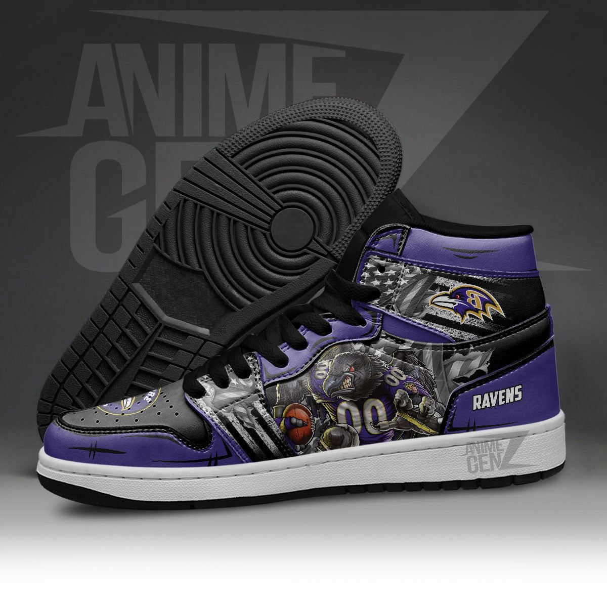 Baltimore Ravens JD Sneakers NFL Custom Sports Shoes