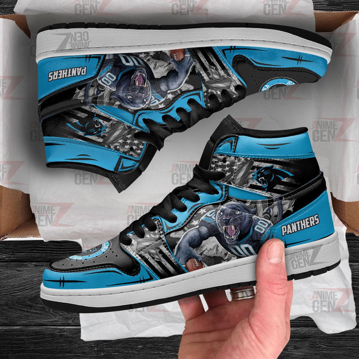 Carolina Panthers JD Sneakers NFL Custom Sports Shoes