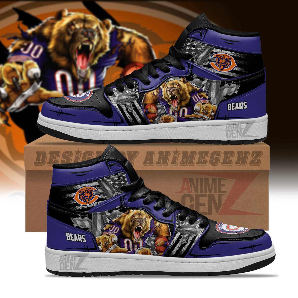 Chicago Bears JD Sneakers NFL Custom Sports Shoes