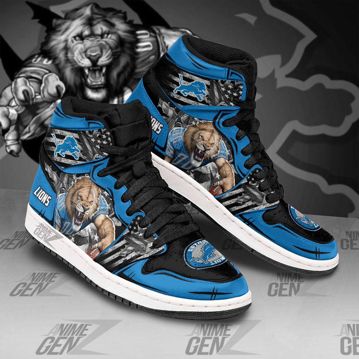 Detroit Lions JD Sneakers NFL Custom Sports Shoes