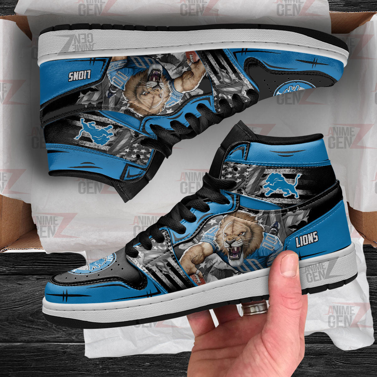 Detroit Lions JD Sneakers NFL Custom Sports Shoes