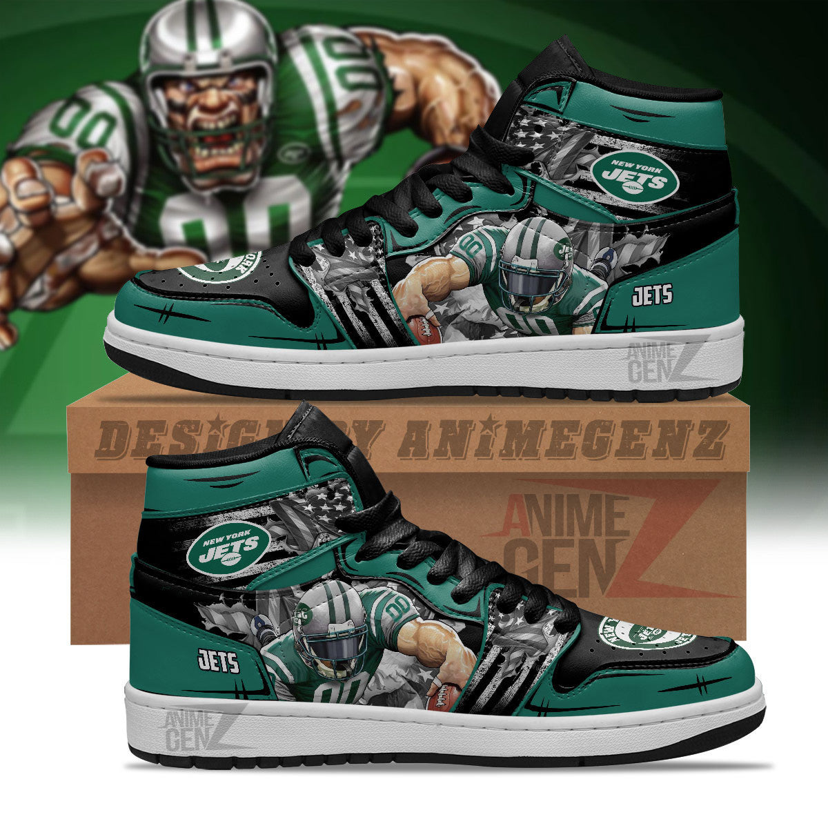 New York Jets JD Sneakers NFL Custom Sports Shoes